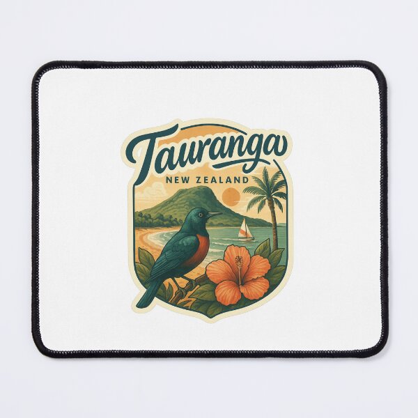 Item preview, Tauranga New Zealand with Tui Bird and Mount Maunganui designed and sold by Places On Earth.