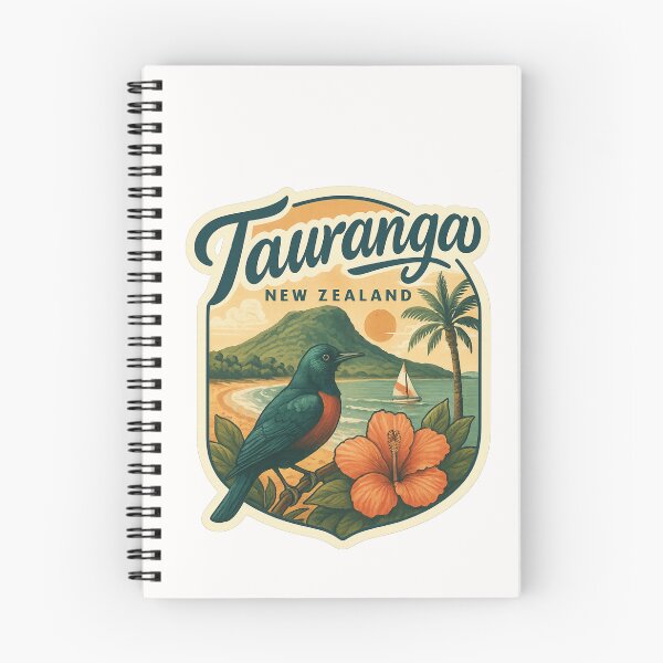 Item preview,  Tauranga New Zealand with Tui Bird and Mount Maunganui designed and sold by Places On Earth.