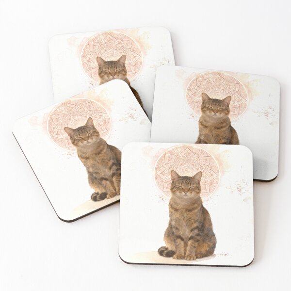 Item preview, Rose-Gold Serenity – The Peaceful Cat designed and sold by BlackGoldenCats.