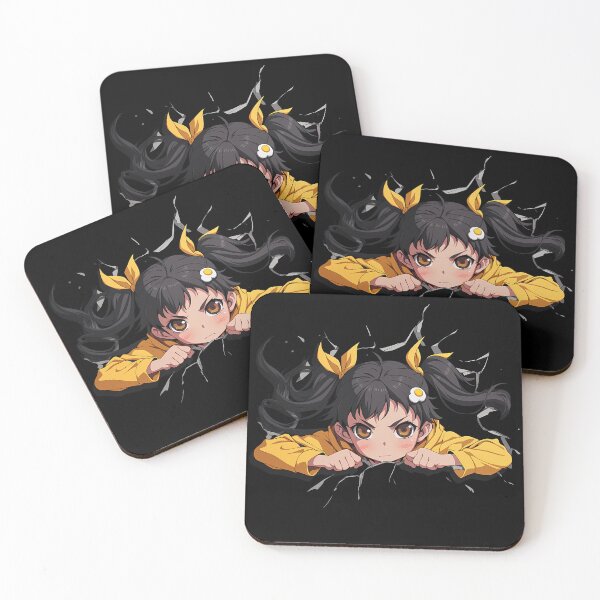 Item preview, Karen Araragi Bakemonogatari Peeking Punch Stance Yellow Hoodie Bold Orange Eyes Anime designed and sold by TorbenKuhano.