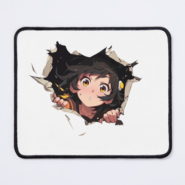 Item preview, Tsukihi Araragi Bakemonogatari Peeking Wall Break Surprised Golden Eyes Soft Anime designed and sold by TorbenKuhano.