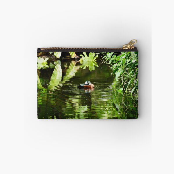 Item preview, Colorful duck in a primeval forest pond – peace and nature / Swiss Artwork Photography designed and sold by Raphael Wolf.