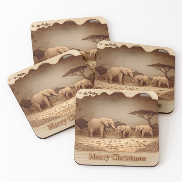 Item preview, Layered Wood Elephant Diorama – Identity Warmth Christmas designed and sold by SavannaStrikes.
