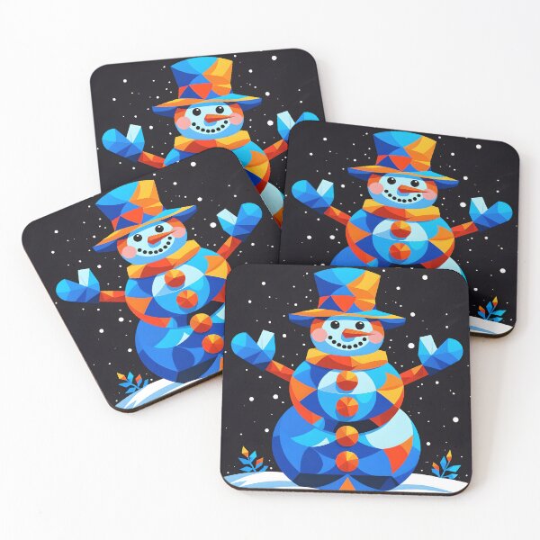 Item preview, Colorful Geometric Snowman Illustration on Black Background designed and sold by BankMano.
