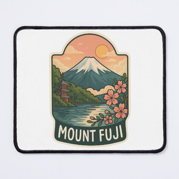 Item preview, Mount Fuji Lakeside Sunset with Cherry Blossoms designed and sold by Aryabek.