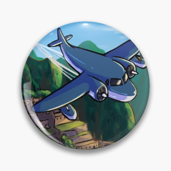 Item preview, Cartoon Grumman Goose seaplane flies over Machu Picchu designed and sold by Aeronautique Games.