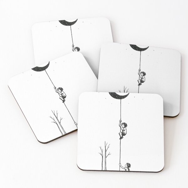 Item preview, Reach for the Moon – Minimalist Black and White Dreamer Illustration designed and sold by johnExpress02.