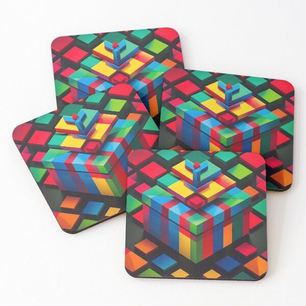 Item preview, Colorful Geometric Christmas Gift Box on Black Background designed and sold by BankMano.