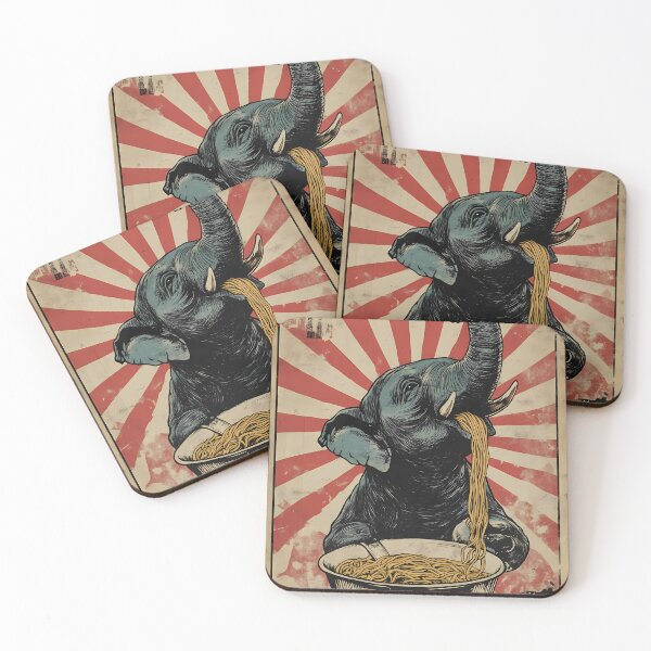 Item preview, Vintage Japanese Elephant Eating Ramen Noodles designed and sold by k3rstman1.