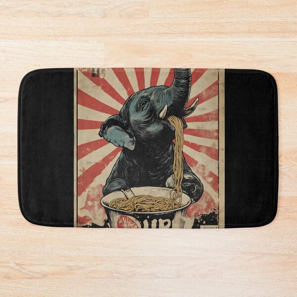 Item preview, Vintage Japanese Elephant Eating Ramen Noodles designed and sold by k3rstman1.