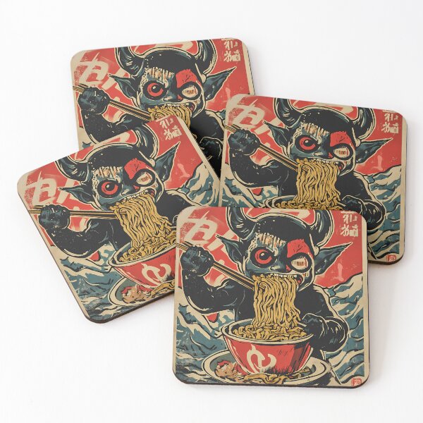 Item preview, Japanese Oni Demon Eating Ramen Noodles Poster designed and sold by k3rstman1.