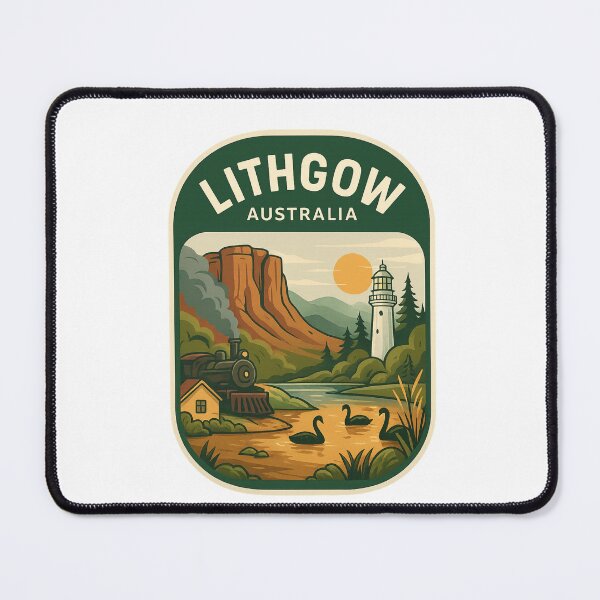 Item preview, Lithgow Mountains with Steam Train and Lighthouse designed and sold by Aryabek.