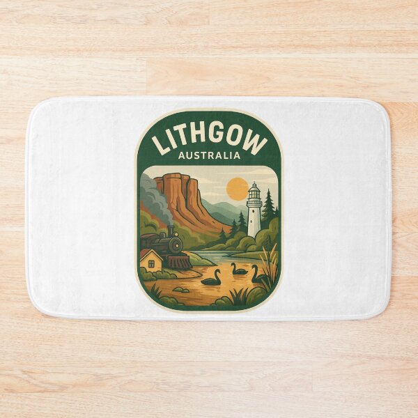 Item preview, Lithgow Mountains with Steam Train and Lighthouse designed and sold by Aryabek.
