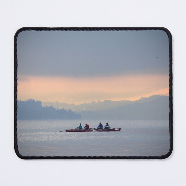 Item preview, Rowboat on Lake Zurich – Evening atmosphere and Alpine panorama / Swiss Artwork Photography designed and sold by Raphael Wolf.
