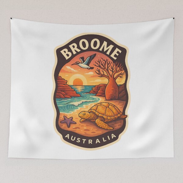 Item preview, Broome Sunset with Sea Turtle and Baobab Tree designed and sold by Aryabek.