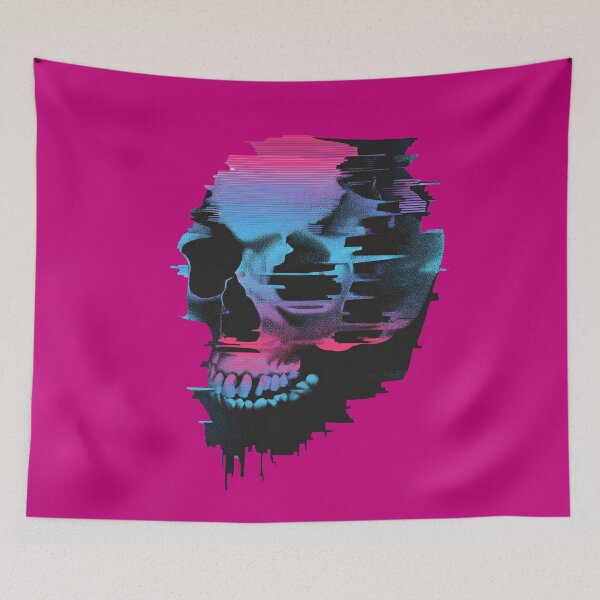 Item preview, Glitch Vaporwave Cyberpunk Skull — Neon Distortion Art designed and sold by SleekLineSketches.
