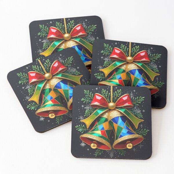 Item preview, Colorful Geometric Christmas Bell on Black Background designed and sold by BankMano.