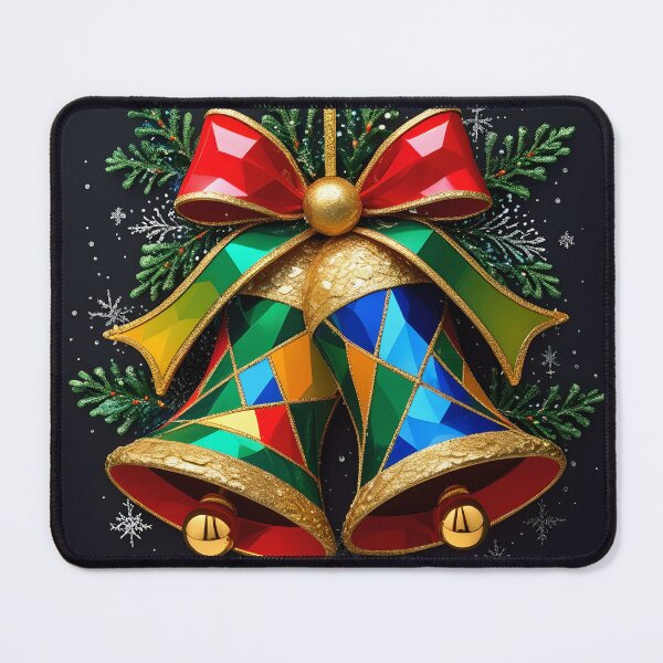 Item preview, Colorful Geometric Christmas Bell on Black Background designed and sold by BankMano.