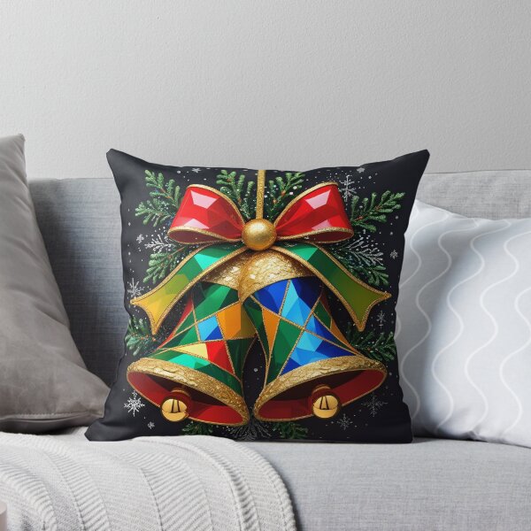 Item preview, Colorful Geometric Christmas Bell on Black Background designed and sold by BankMano.
