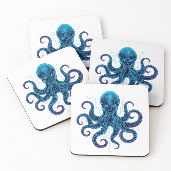 Item preview, Octopus neon blue and purple circuit designed and sold by Super-tshirtco.