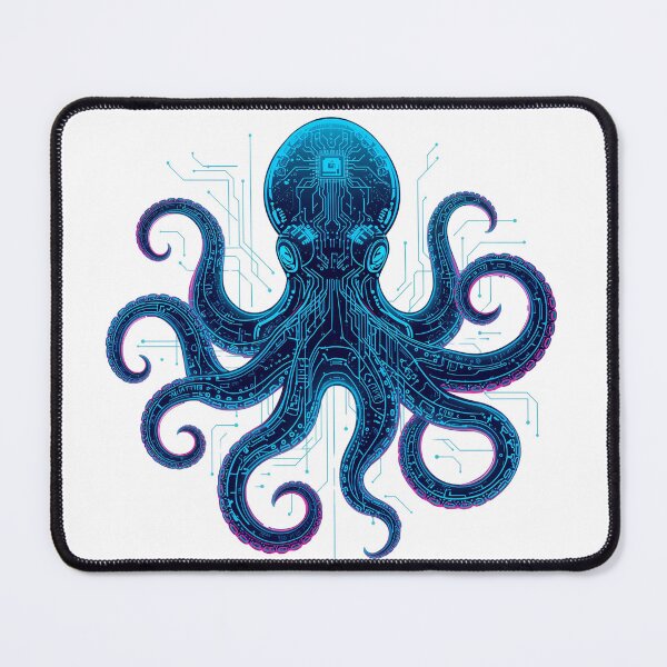 Item preview, Octopus neon blue and purple circuit designed and sold by Super-tshirtco.