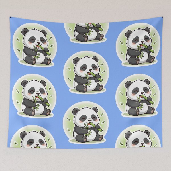Item preview, Cute Panda Eating Bamboo Sticker | Adorable Kawaii Animal Design | Happy Panda Bear Art | Green Nature Lover Graphic designed and sold by SergioMiklos.