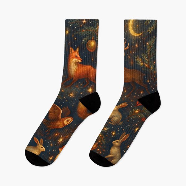 Item preview, Forest animals in the magic of Christmas – foxes, deer & owls designed and sold by IsyLaneDesign.