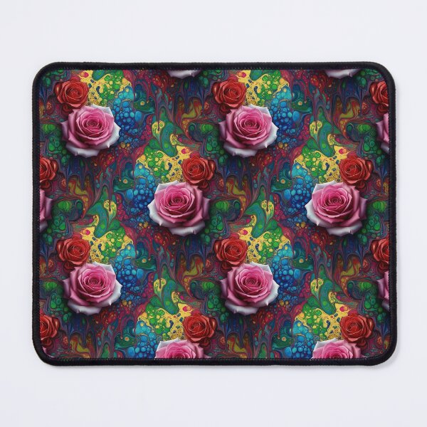 Item preview, Red and Pink Roses on Liquid Rainbow Background designed and sold by AnnArtshock.