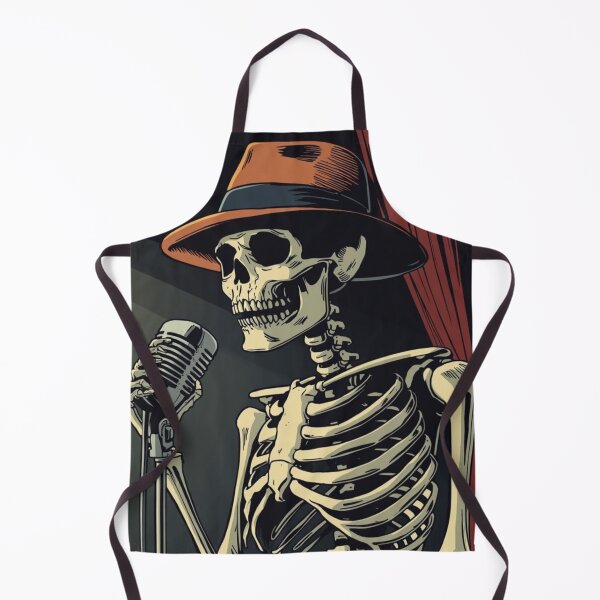 Item preview, Vintage Retro Comic Styled Skeleton in Hat with a Microphone Design designed and sold by MiloOfficial.