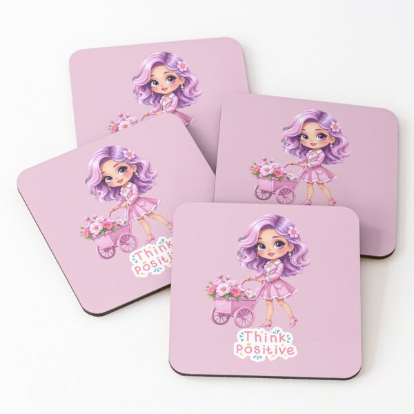 Item preview, Cute Fashion Doll Pulling Flower Cart – Think Positive Illustration designed and sold by daila70.
