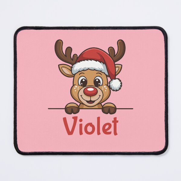 Item preview, Violet Cute Christmas Reindeer Graphic with Santa Hat | Personalized Holiday Gift Idea designed and sold by 89BLACK.
