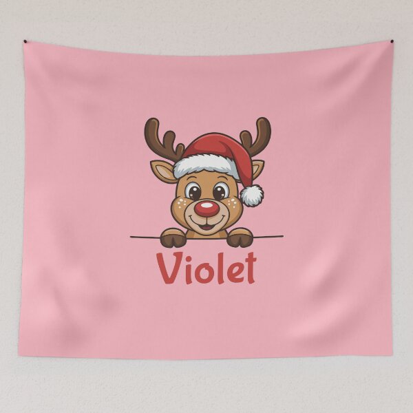 Artikelvorschau, Niedliches violettes Weihnachtsrentier-Motiv mit Weihnachtsmannmütze | Personalisierte Geschenkidee für Weihnachten entworfen und verkauft von 89BLACK.