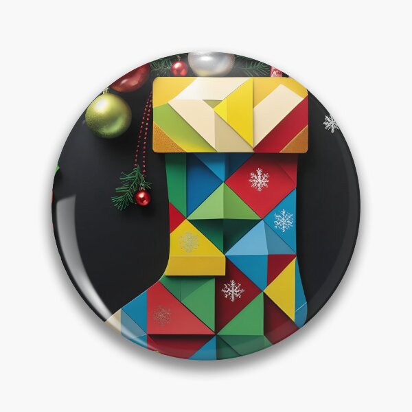 Item preview, Colorful Geometric Christmas Stocking on Black Background designed and sold by BankMano.