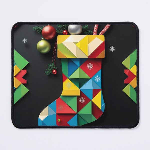 Item preview, Colorful Geometric Christmas Stocking on Black Background designed and sold by BankMano.