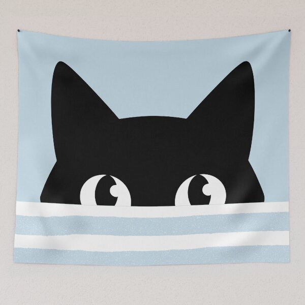 Item preview, Curious black cat – Minimalist cat motif designed and sold by Seelenzauberart.