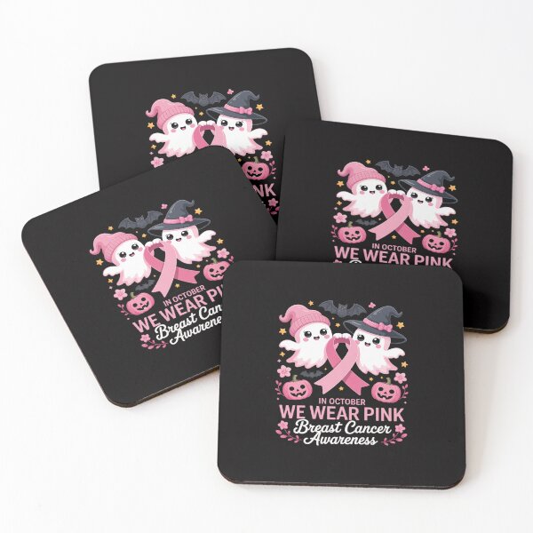 Item preview, in October We Wear Pink Ghost Witch Breast Cancer Awareness designed and sold by ConceptThena.