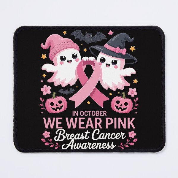 Item preview, in October We Wear Pink Ghost Witch Breast Cancer Awareness designed and sold by ConceptThena.