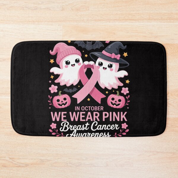Item preview, in October We Wear Pink Ghost Witch Breast Cancer Awareness designed and sold by ConceptThena.