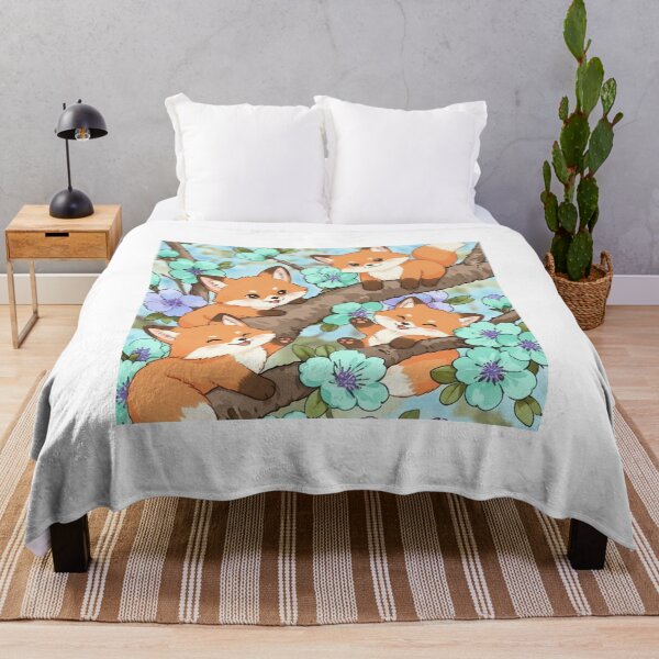 Item preview, Playful Foxes in Spring Blossoms designed and sold by sebastiansasha.