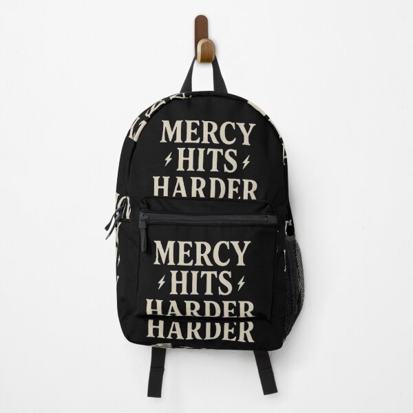 Item preview, Mercy Hits Harder – Christian Bold Statement Typography (Vintage Cream on Black) designed and sold by astersgraphics.
