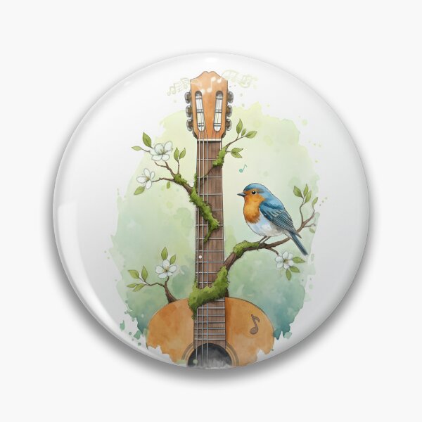 Item preview, Songbird's Muse: Guitar Neck Perch Watercolor Tee for Musicians designed and sold by NatureNookTees.