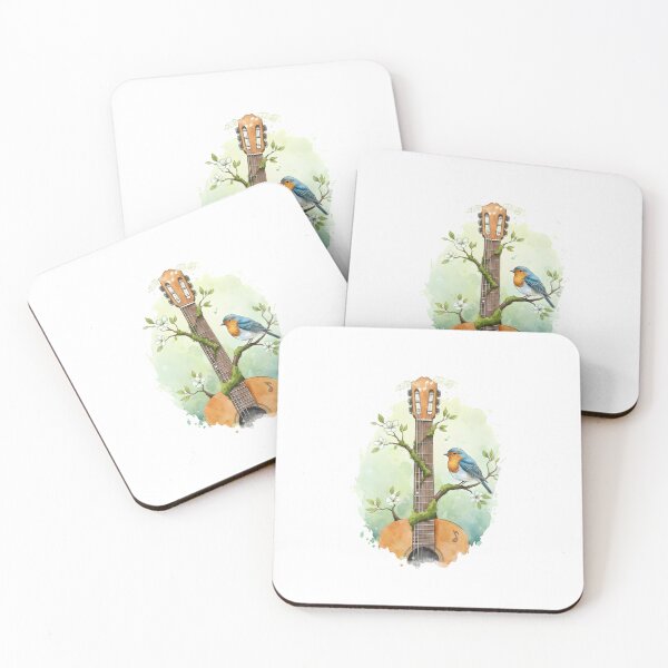 Item preview, Songbird's Muse: Guitar Neck Perch Watercolor Tee for Musicians designed and sold by NatureNookTees.