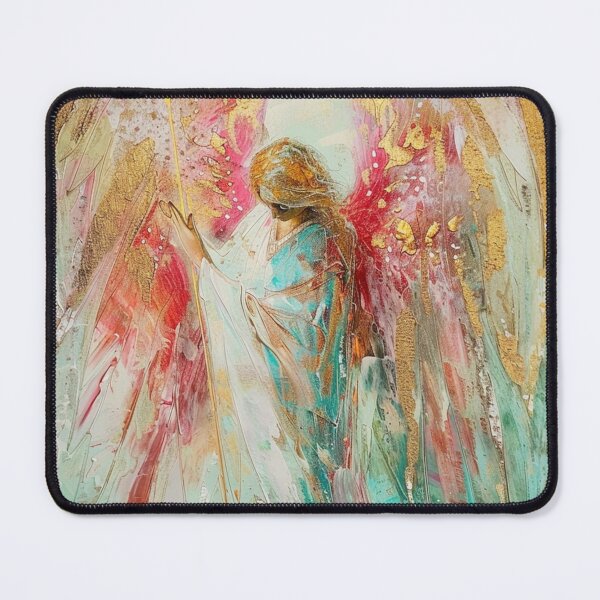Item preview, Golden Guardian Angel – Abstract Poster in soft pastel colors designed and sold by Seelenzauberart.