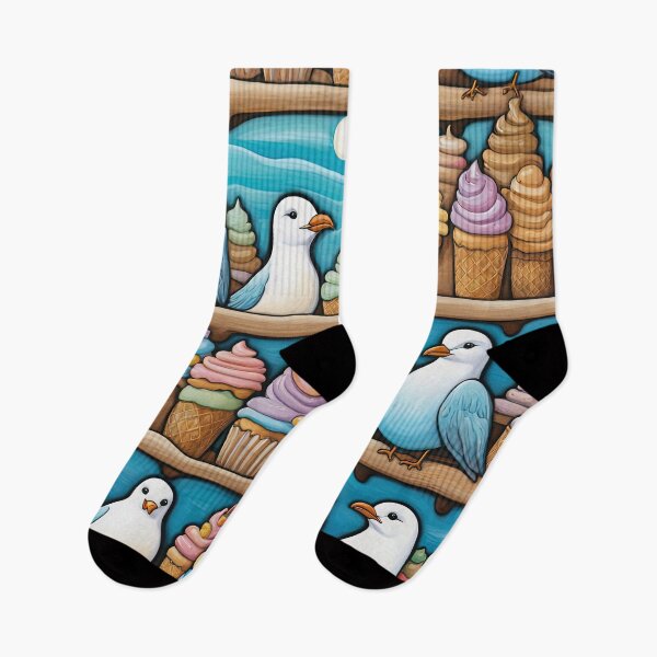 Item preview, Seagulls lining up patiently for ice cream designed and sold by Colin Bentham.