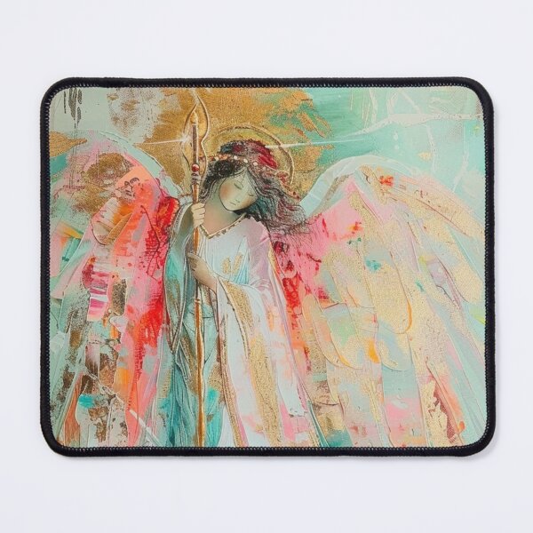 Item preview, Golden Guardian Angel – Abstract Poster in soft pastel colors designed and sold by Seelenzauberart.