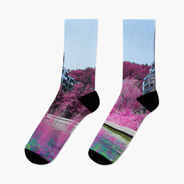 Item preview, Futuristic urban settlement – Pink nature in the water / Swiss Artwork Photography designed and sold by Raphael Wolf.
