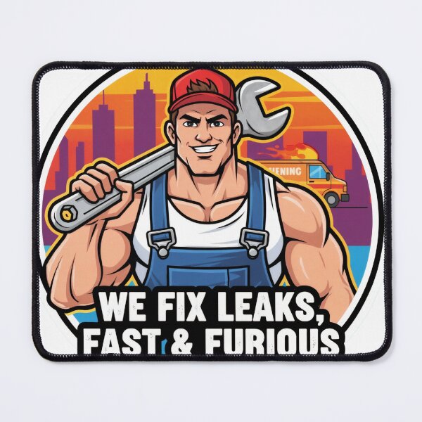 Item preview, We Fix Leaks Fast & Furious | Plumber Mechanic Wrench Sticker, T-Shirt, Phone Case designed and sold by MiracleDroplet.