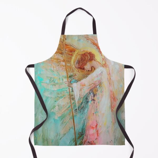 Item preview, Golden Guardian Angel – Abstract Poster in soft pastel colors designed and sold by Seelenzauberart.