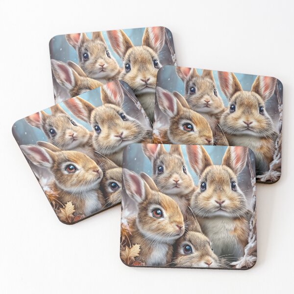 Item preview, Four Cute Rabbits in Winter Scene designed and sold by PetsArt.