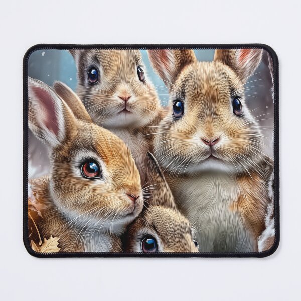 Item preview, Four Cute Rabbits in Winter Scene designed and sold by PetsArt.